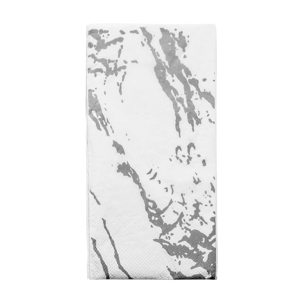 White with Silver Marble Paper Dinner Napkins