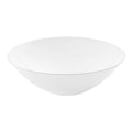 White with Silver Rim Organic Round Disposable Plastic Soup Bowls (16 oz.)