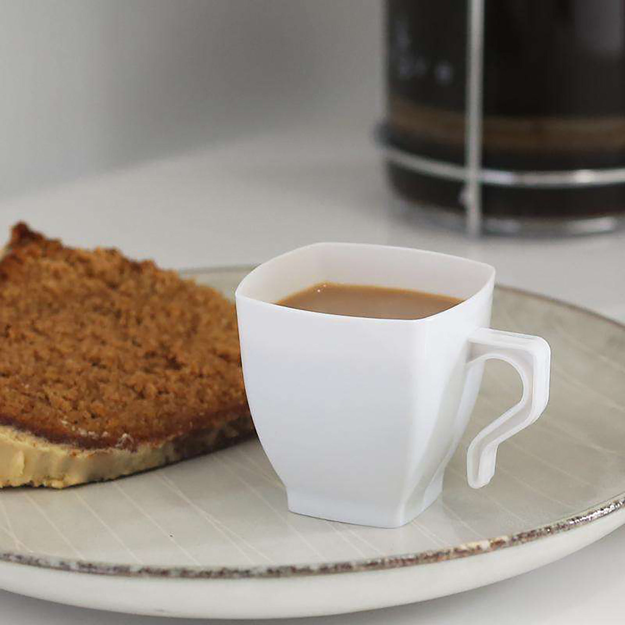 White Square Plastic Mini Coffee Tea Cups (2 oz. )