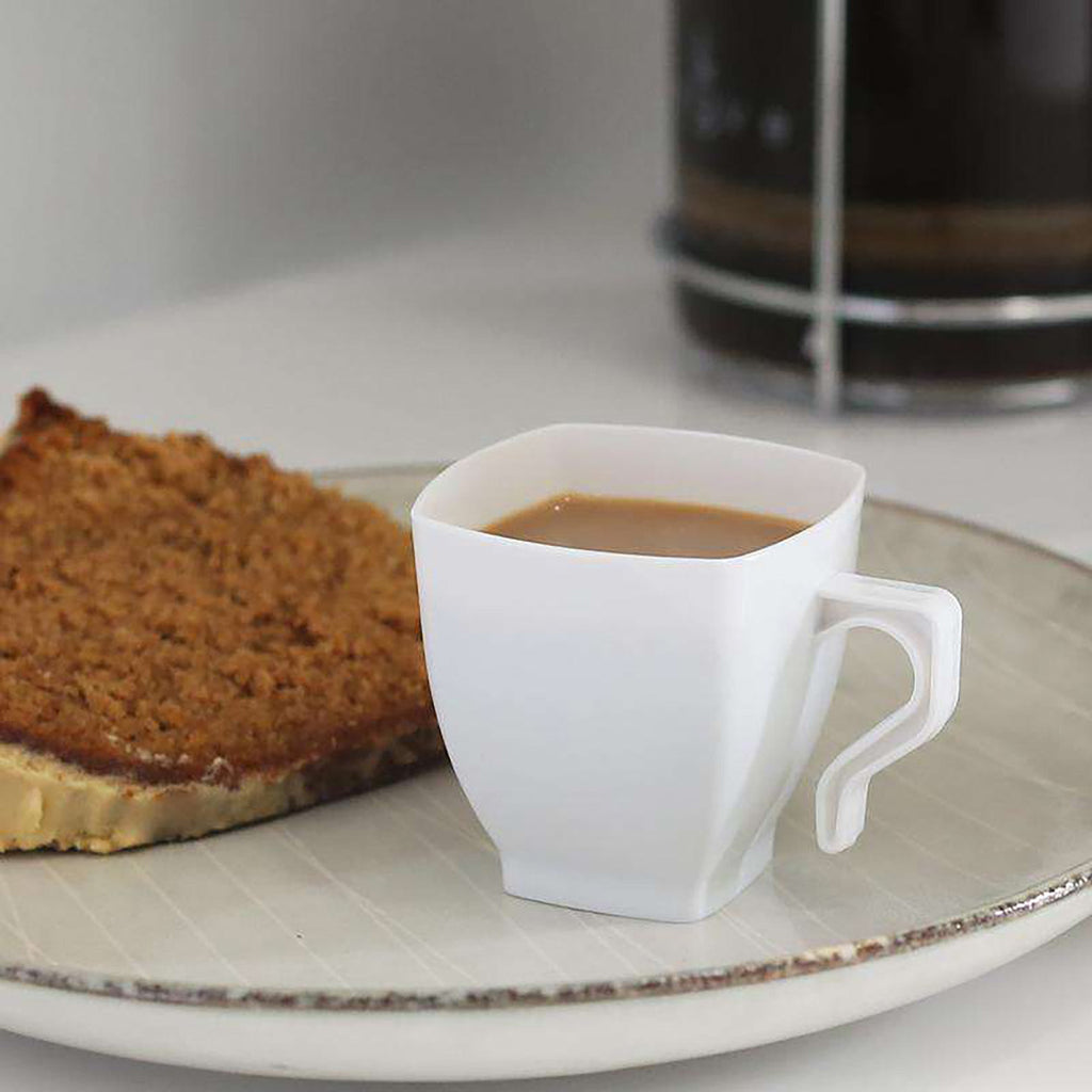 White Square Plastic Coffee Mugs (8 oz. )