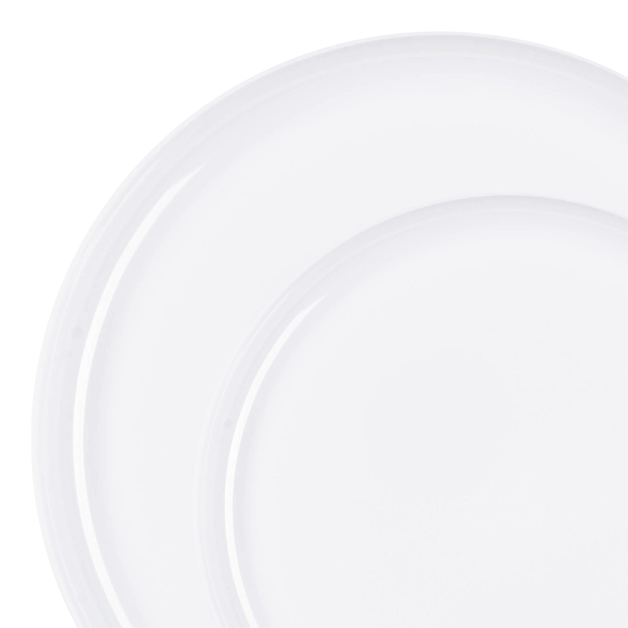White Flat Round Disposable Plastic Dinnerware Value Set