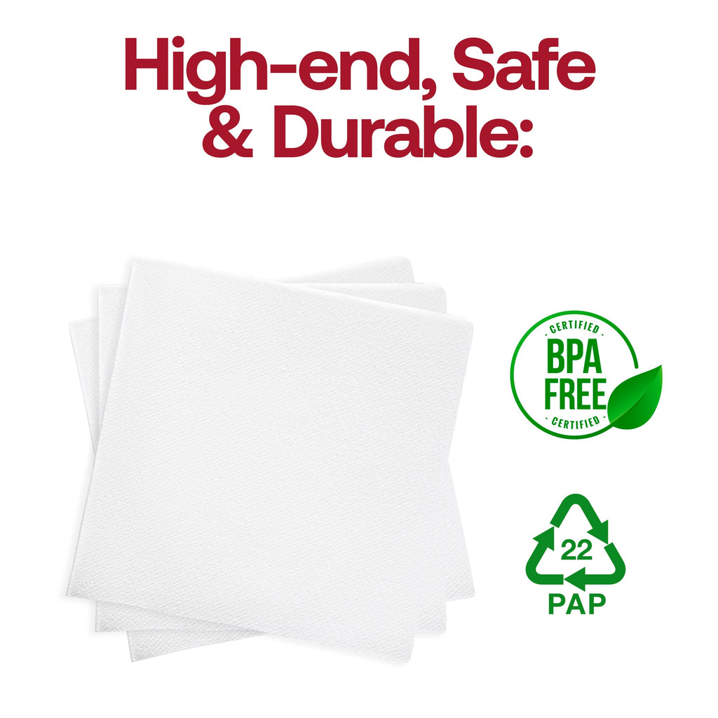 White Linen-Like Premium Paper Beverage/Cocktail Napkins