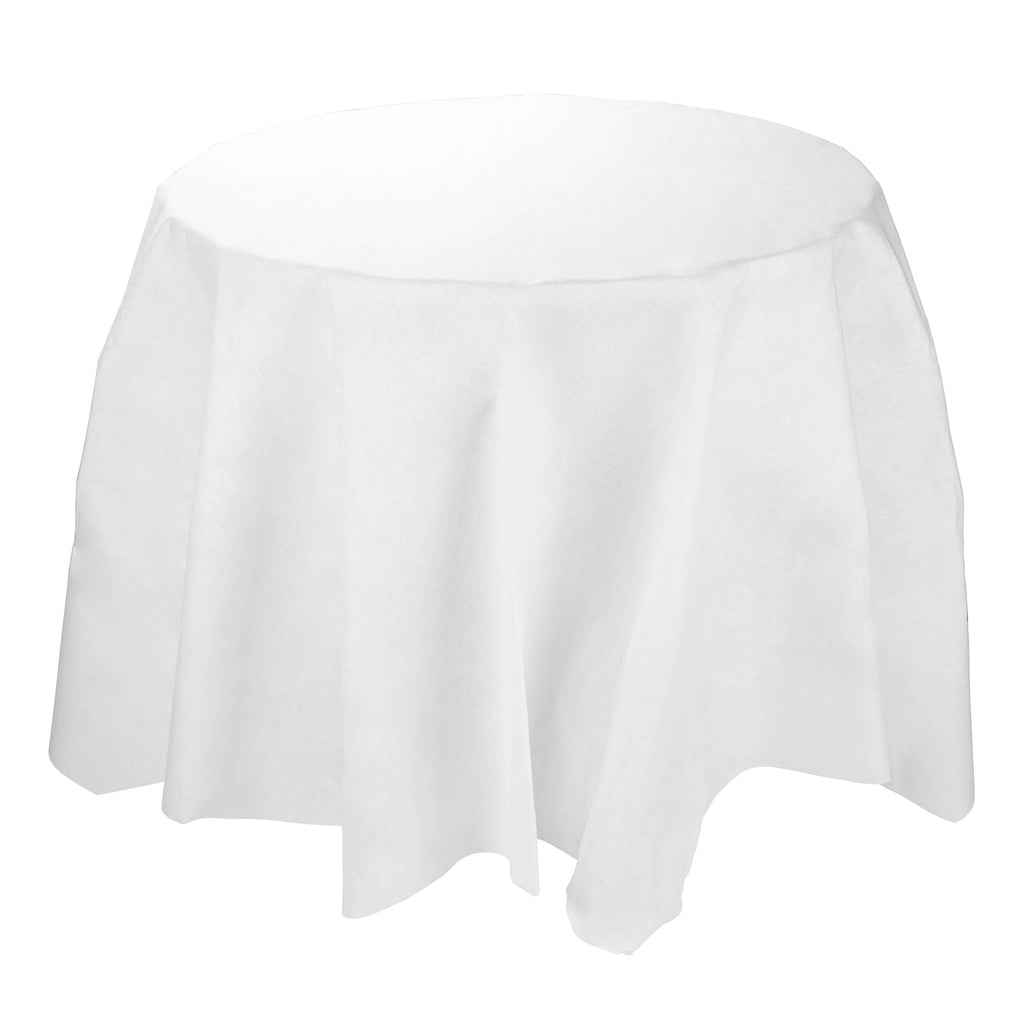 White Octy Round Linen-Like Tablecloths (82")