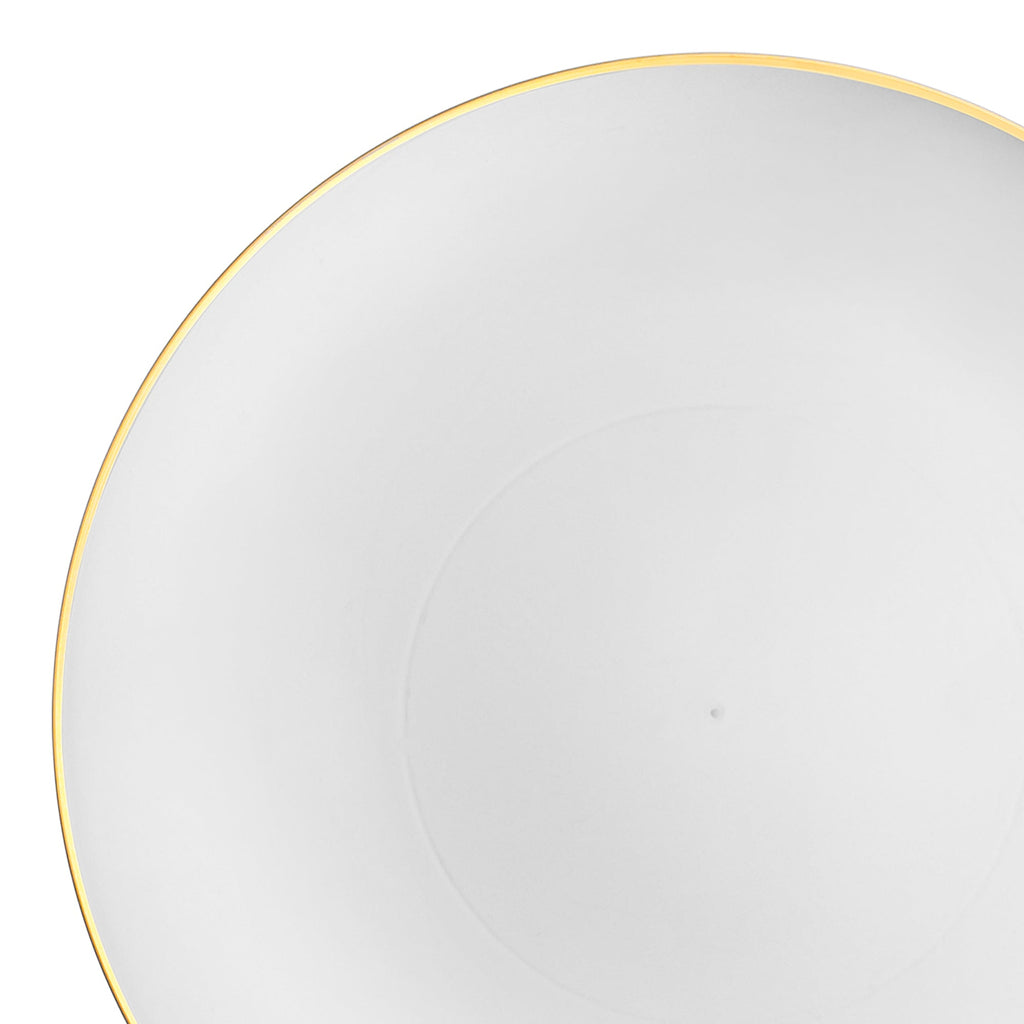 White with Gold Rim Organic Round Disposable Plastic Appetizer/Salad Plates (7.5")