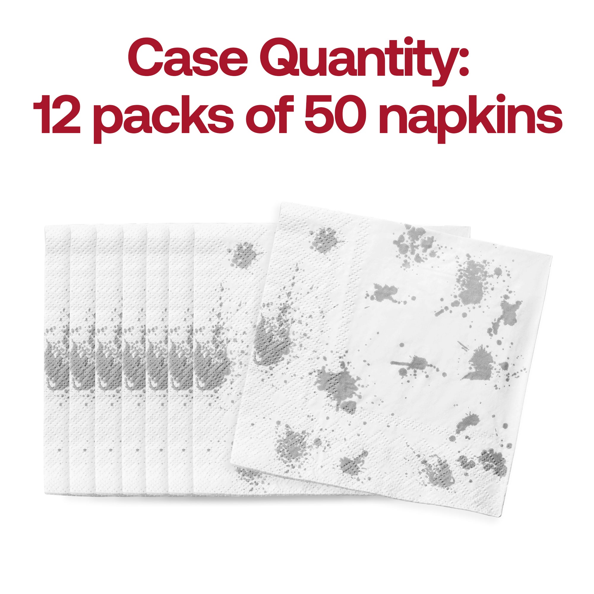 White with Silver Paint Splatter Paper Beverage/Cocktail Napkins