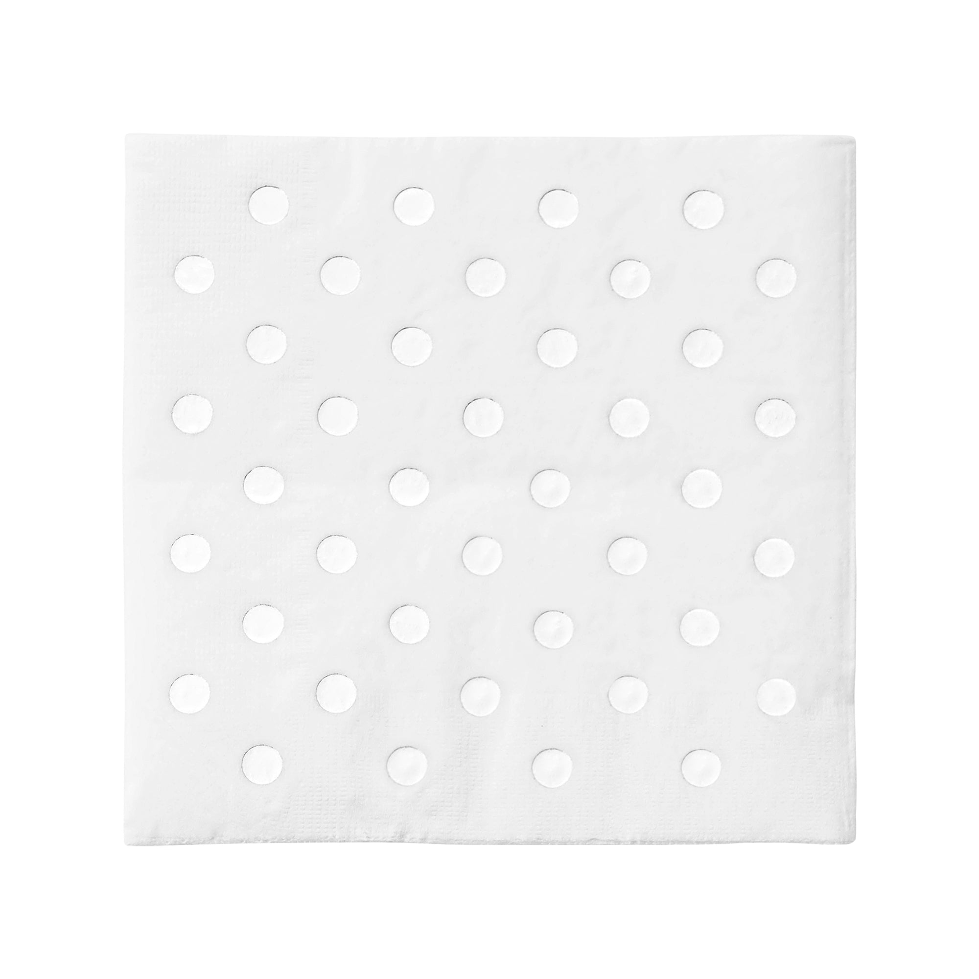 White with Silver Dots Paper Beverage/Cocktail Napkins