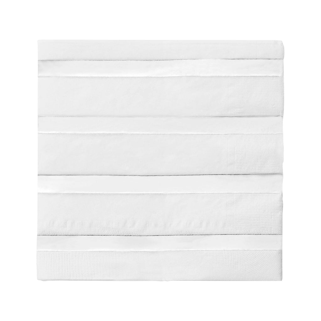 White with Silver Stripes Paper Beverage/Cocktail Napkins