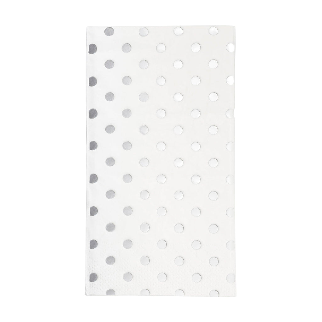 White with Silver Dots Paper Dinner Napkins