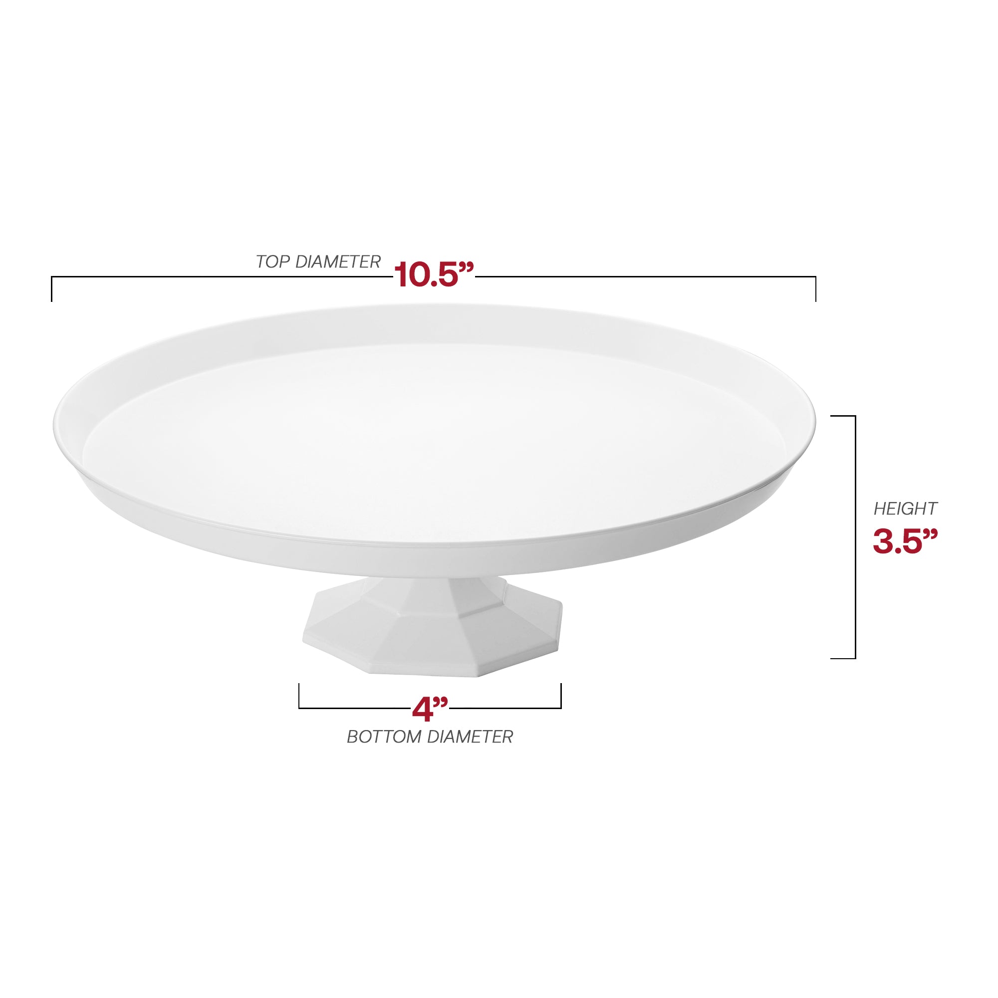 10.5" White Small Round Plastic Cake Stands