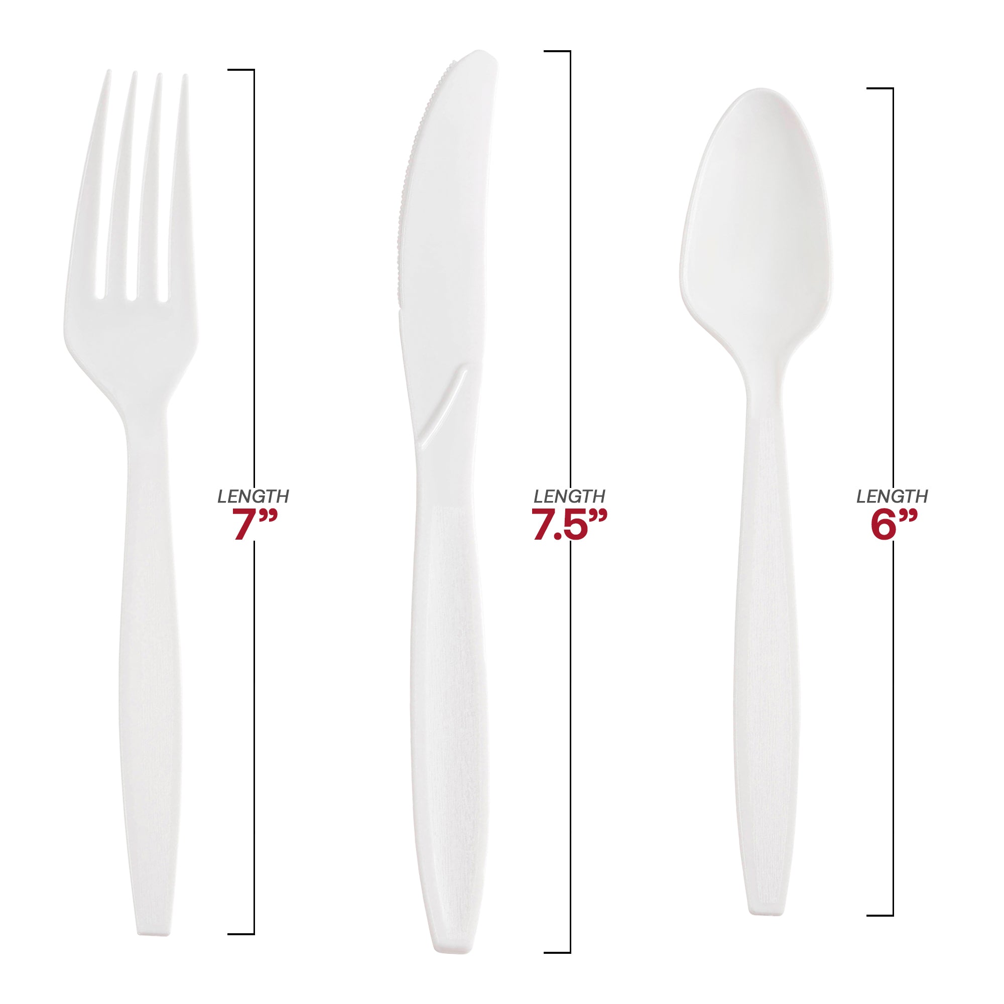 White Plastic Silverware Set – Disposable Cutlery (Heavy Duty)