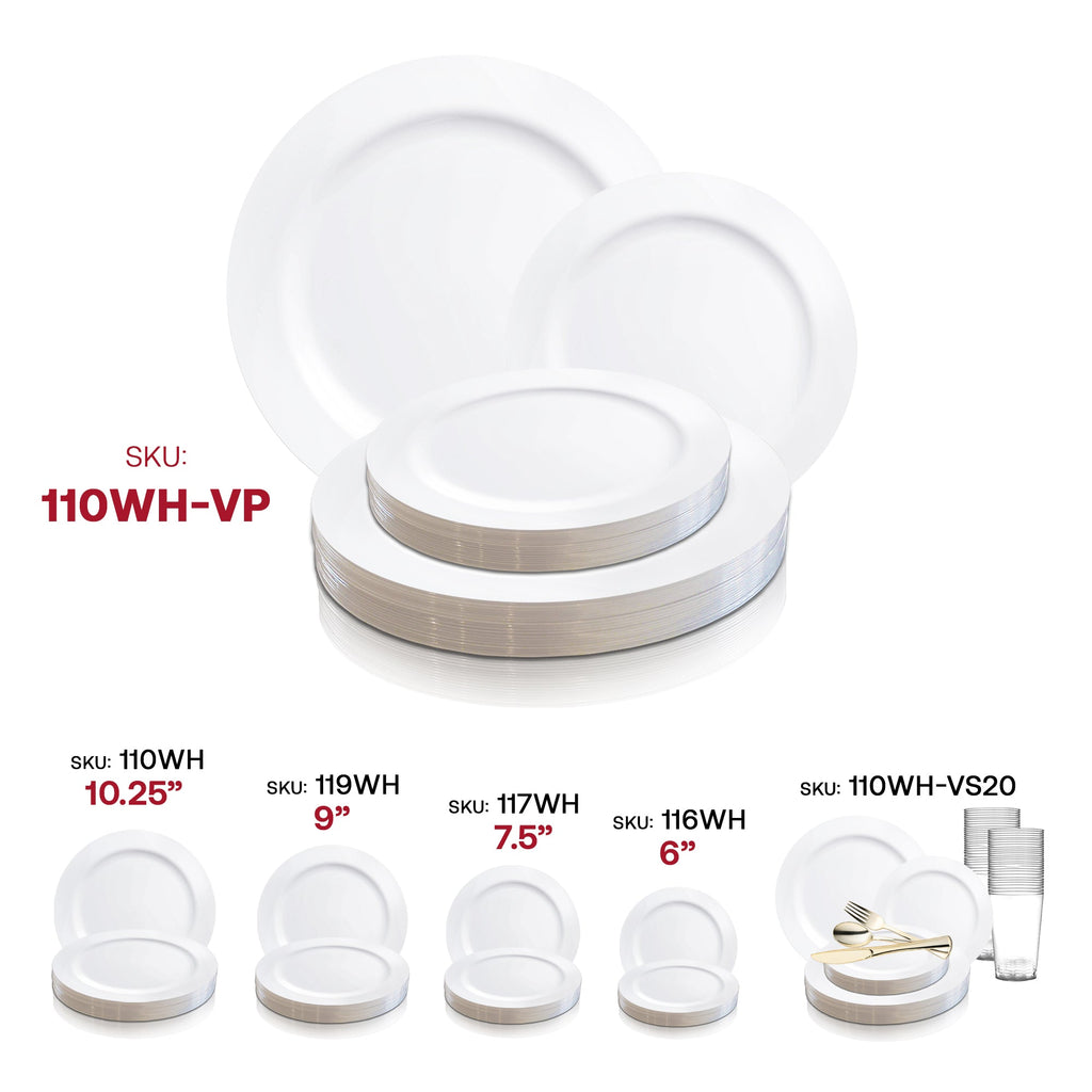 Solid White Economy Round Disposable Plastic Dinnerware Value Set