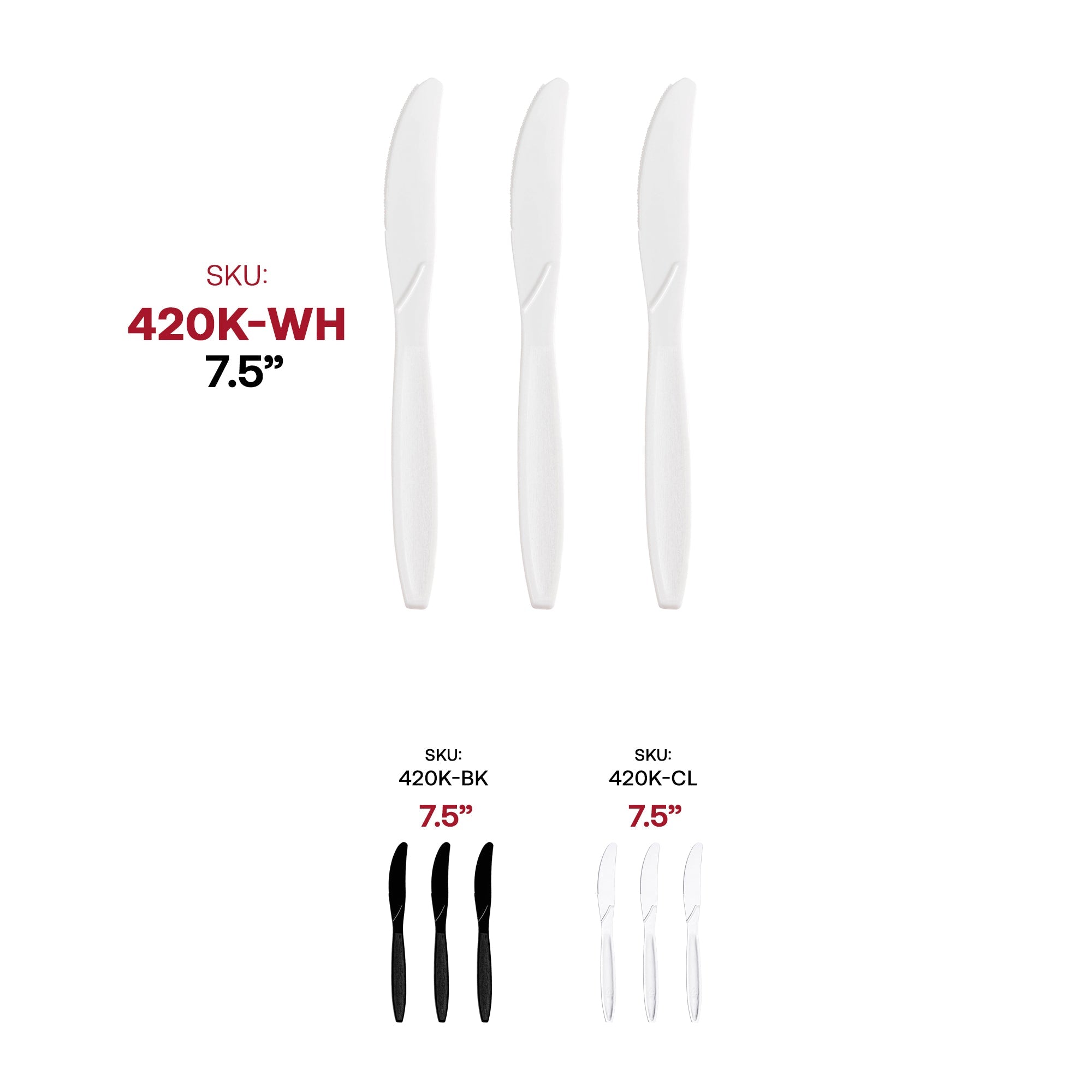 White Plastic Disposable Knives