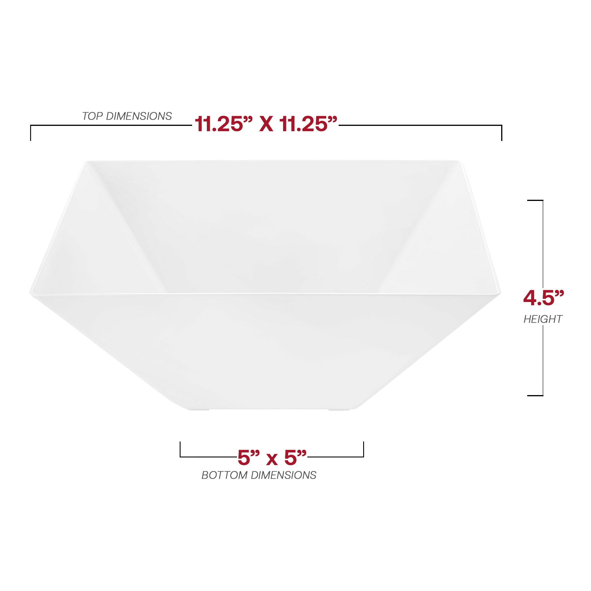 White Square Plastic Serving Bowls (4 qt.)