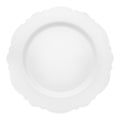 White with Silver Rim Round Blossom Disposable Plastic Dinner Plates (10.25")