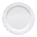 White Vintage Round Disposable Plastic Appetizer/Salad Plates (7.5")