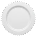 White with Silver Pearl String Round Disposable Plastic Salad Plates (7”)