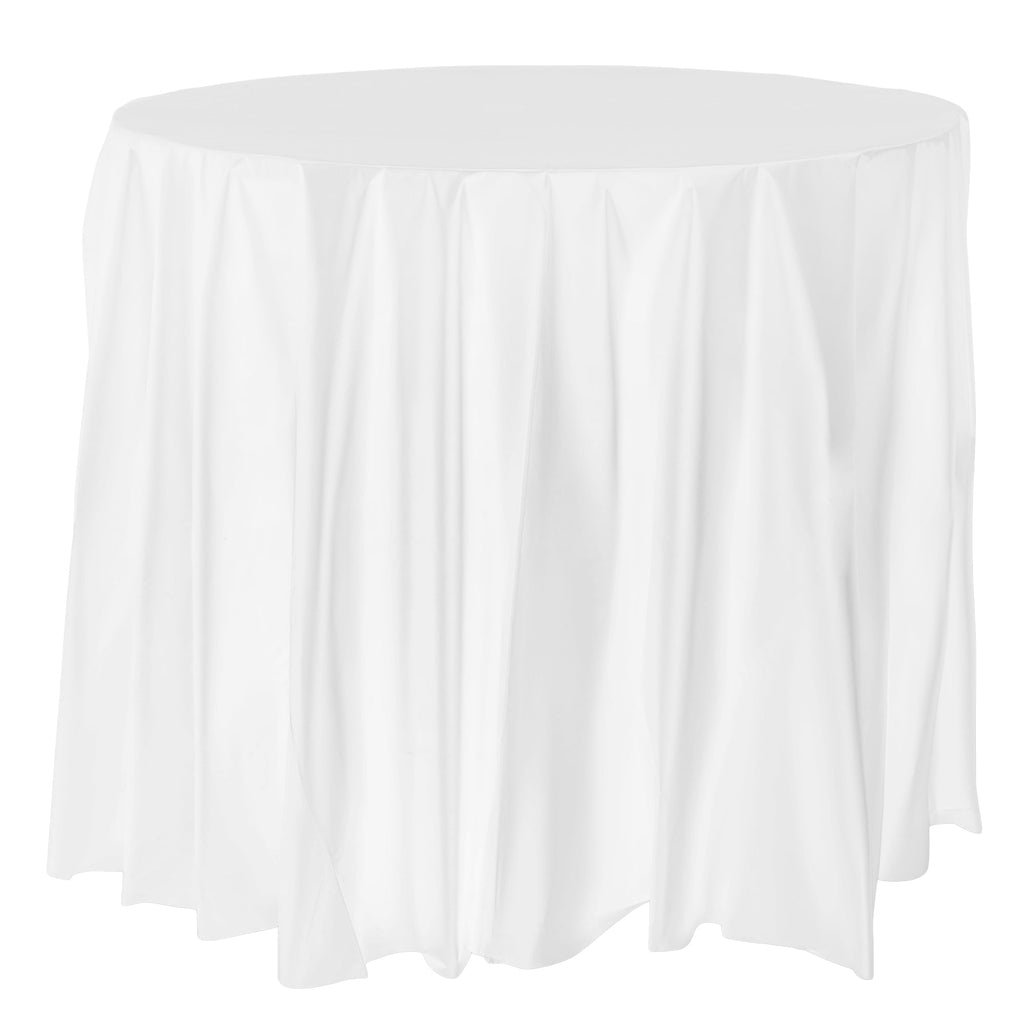 White Round Disposable Plastic Tablecloths (84")
