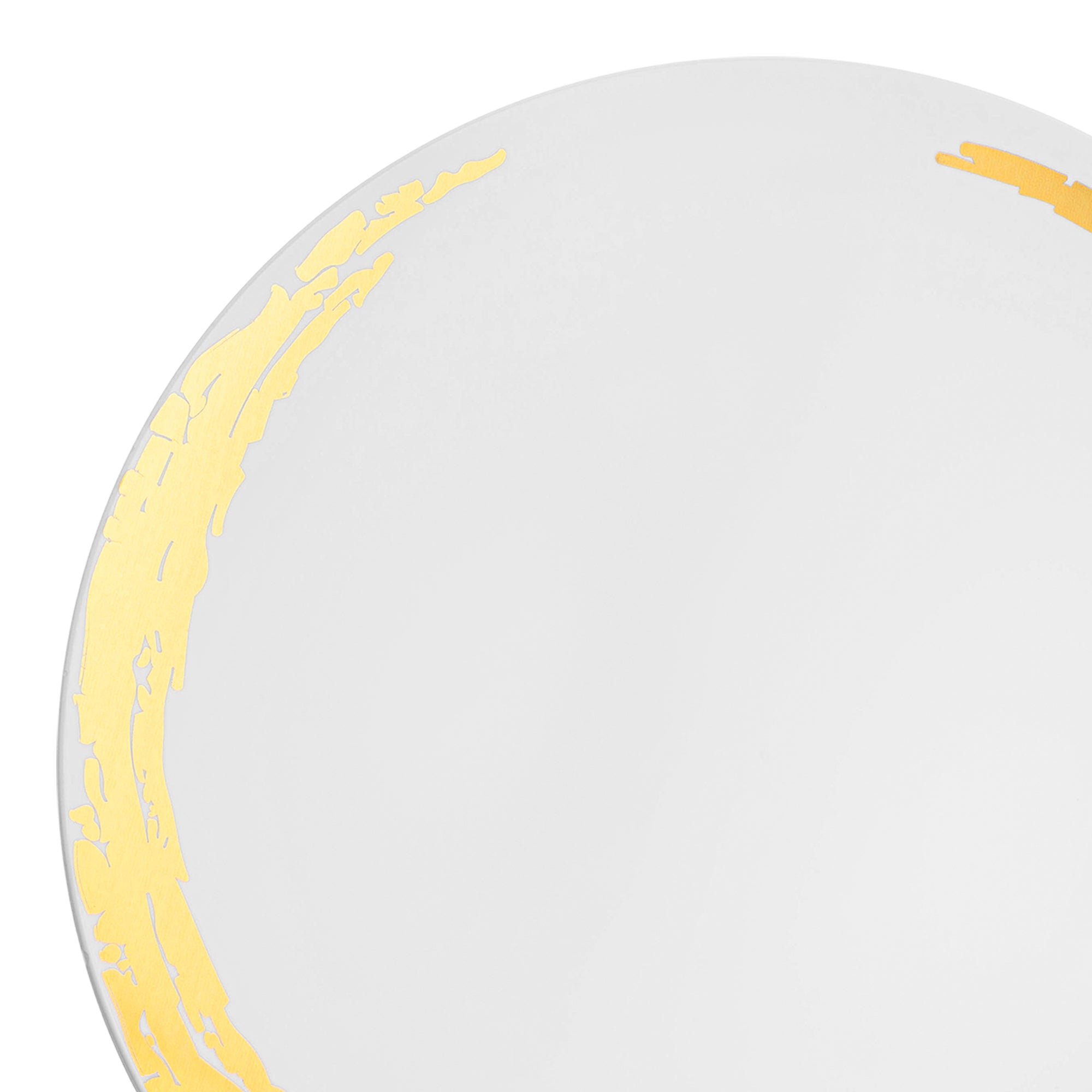 White with Gold Moonlight Round Disposable Plastic Appetizer/Salad Plates (7.5")