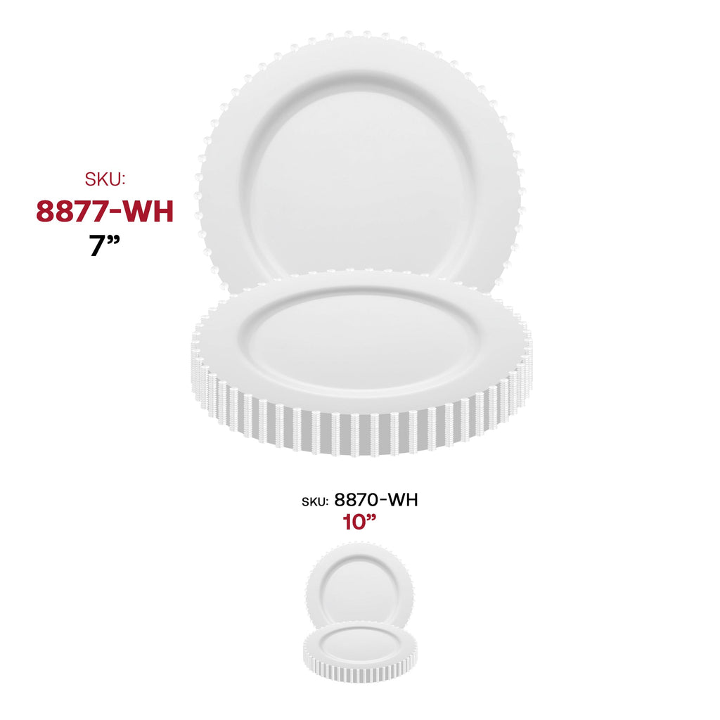 White Pearl String Round Disposable Plastic Salad Plates (7”)