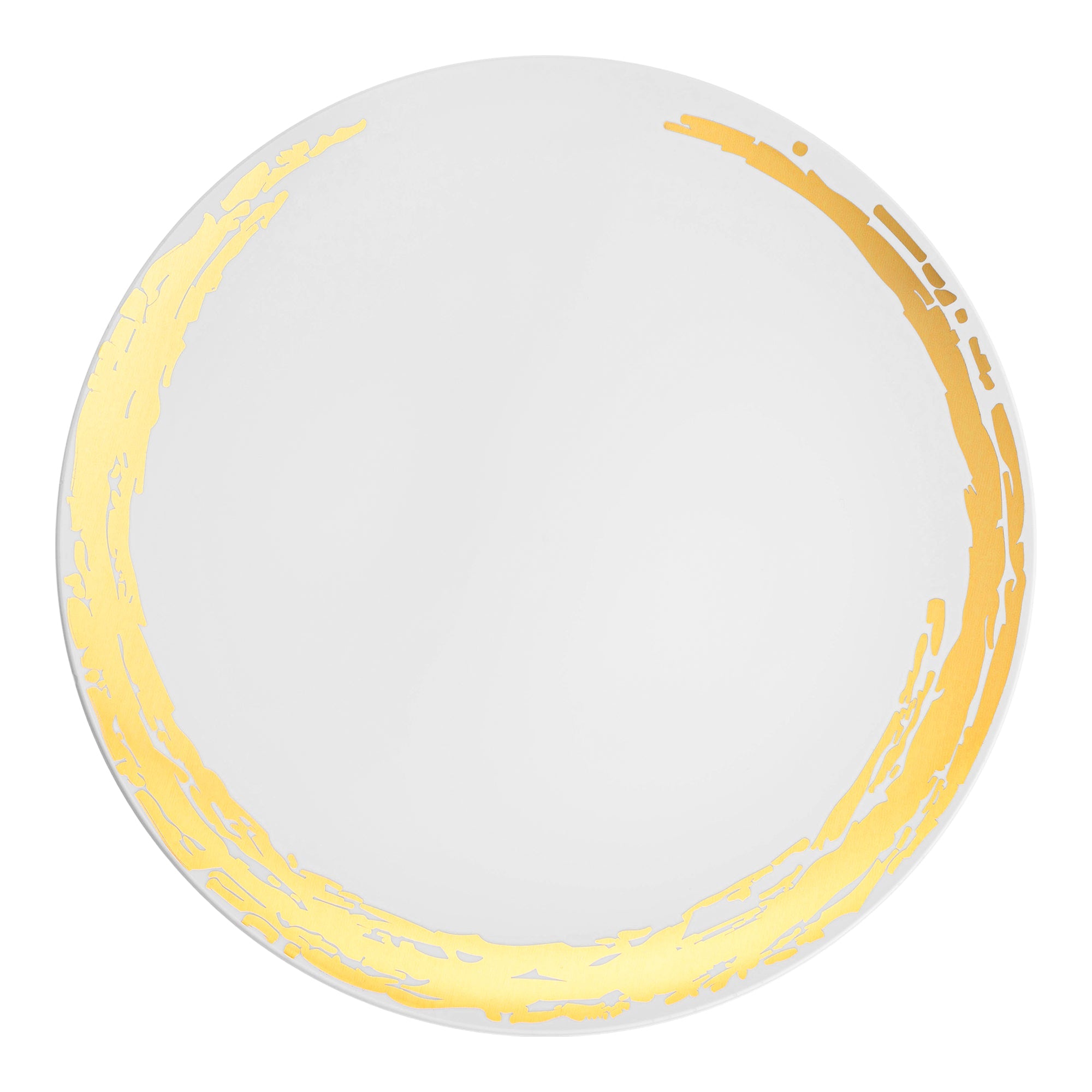 White with Gold Moonlight Round Disposable Plastic Appetizer/Salad Plates (7.5")