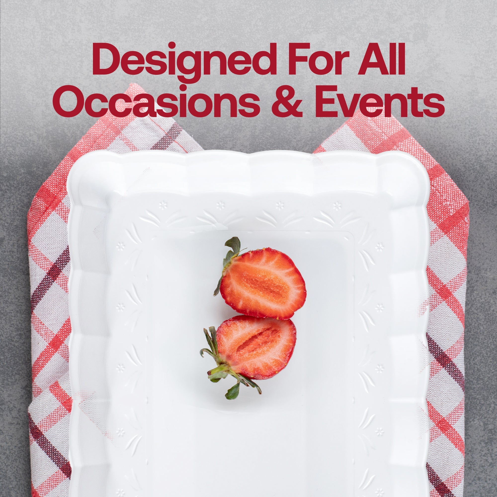 9" x 13" White Rectangular with Groove Rim Plastic Serving Trays