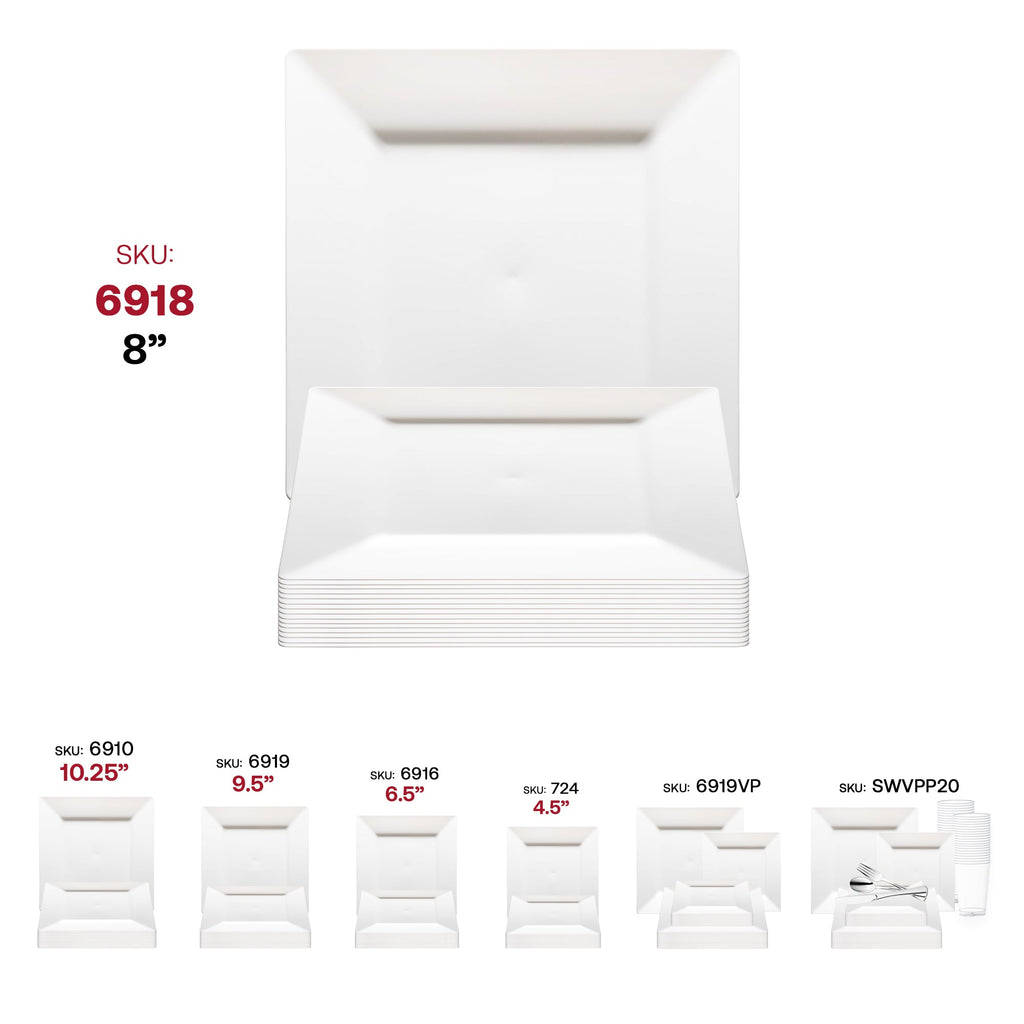 White Square Plastic Appetizer/Salad Plates (8")