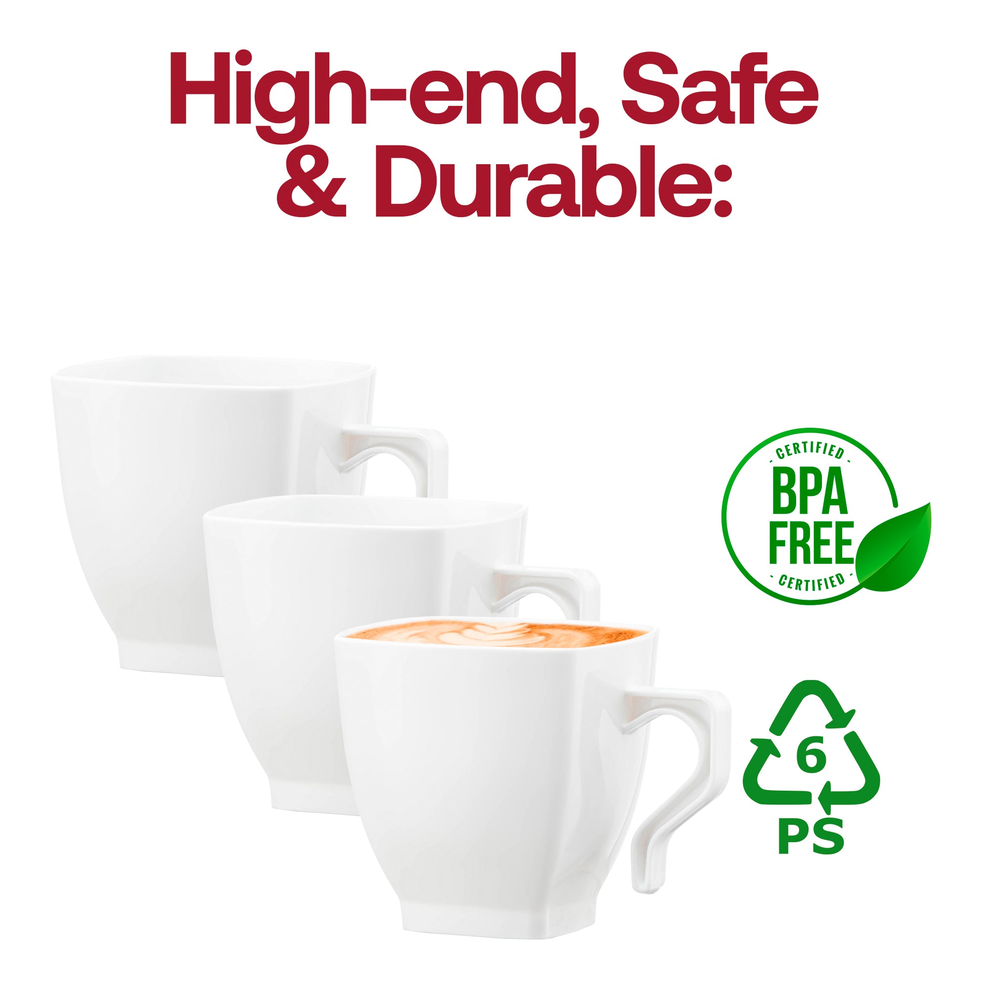 White Square Plastic Mini Coffee Tea Cups (2 oz. )