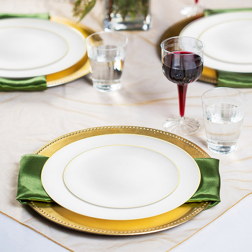White with Gold Rim Organic Plastic Grand Wedding Value Set