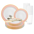 White with Red and Gold Chord Rim Plastic Wedding Value Set
