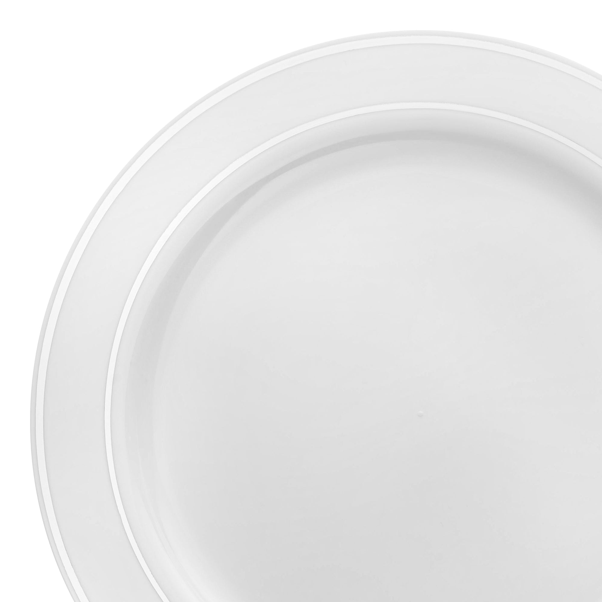 White with Silver Edge Rim Plastic Appetizer/Salad Plates (7.5")