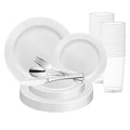 White with Silver Edge Rim Plastic Wedding Value Set