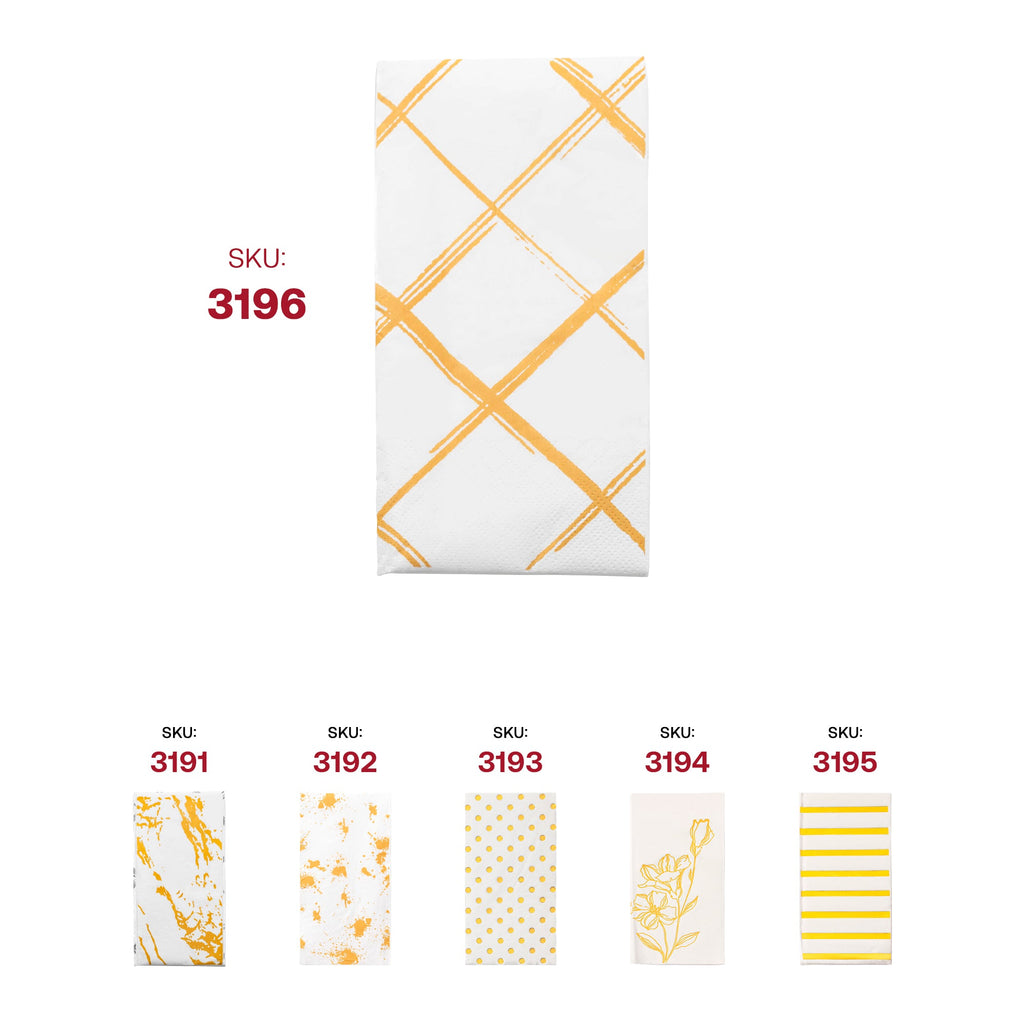 White with Gold Diamond Paper Dinner Napkins