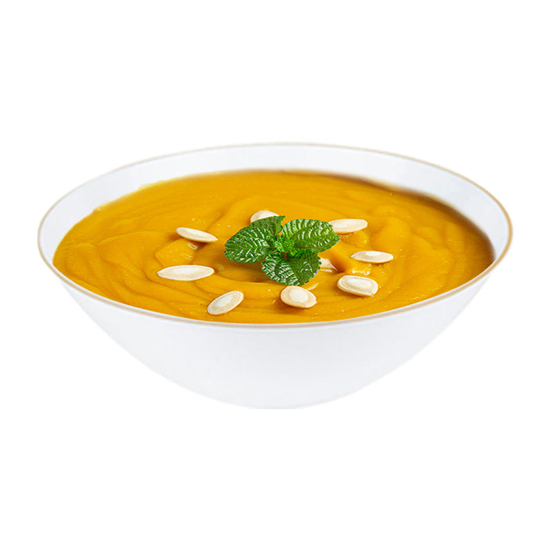 White with Gold Rim Organic Round Disposable Plastic Dessert Bowls (6 oz.)