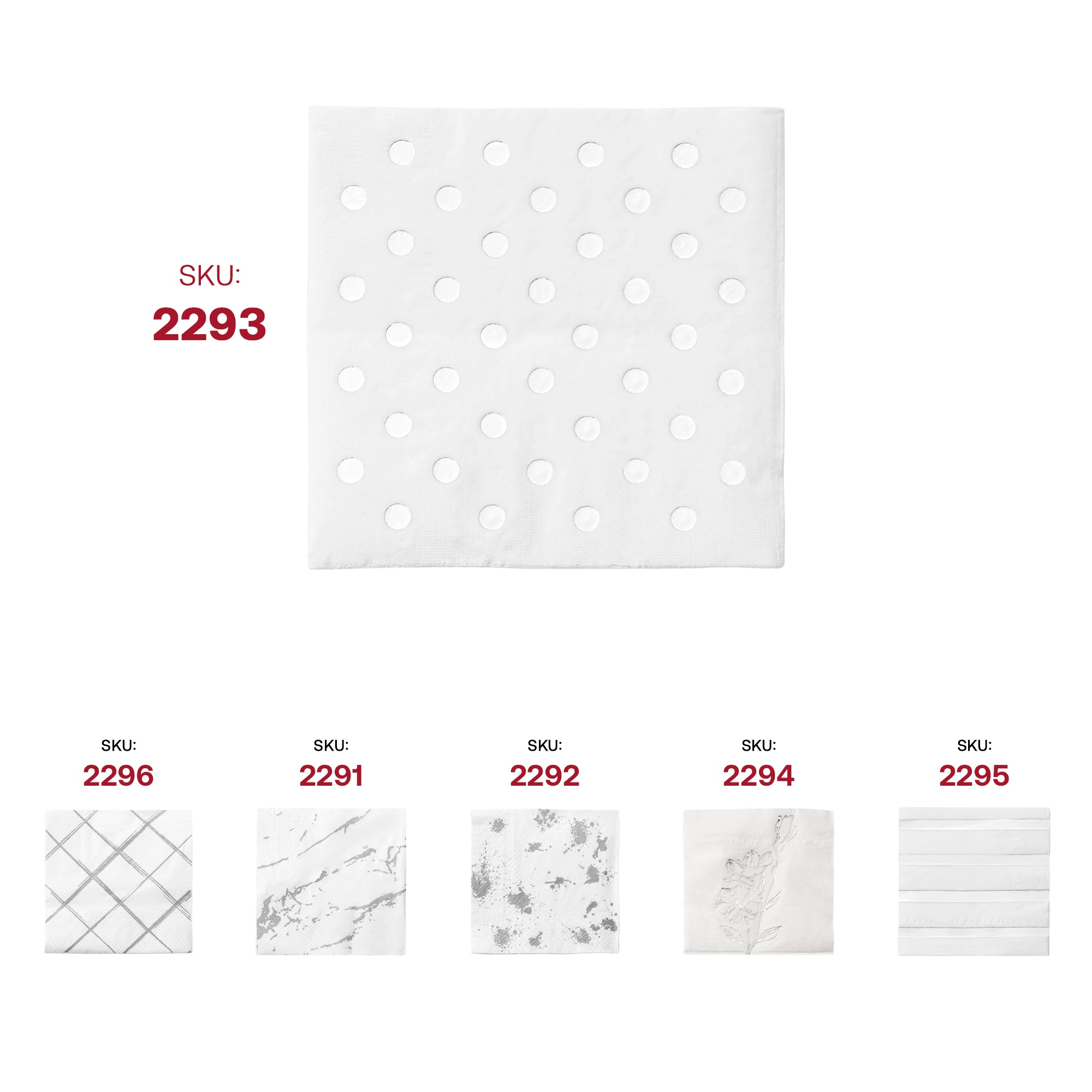 White with Silver Dots Paper Beverage/Cocktail Napkins