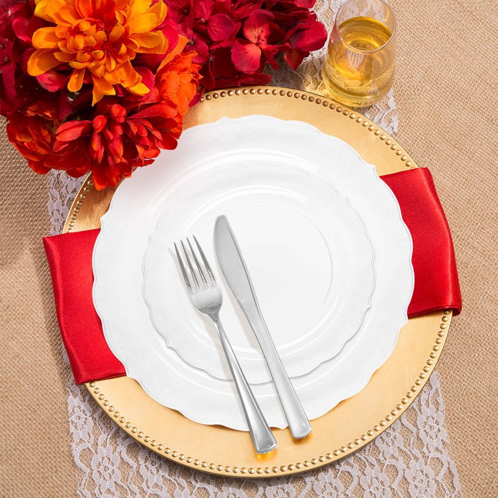 Clear Vintage Round Disposable Plastic Wedding Value Set