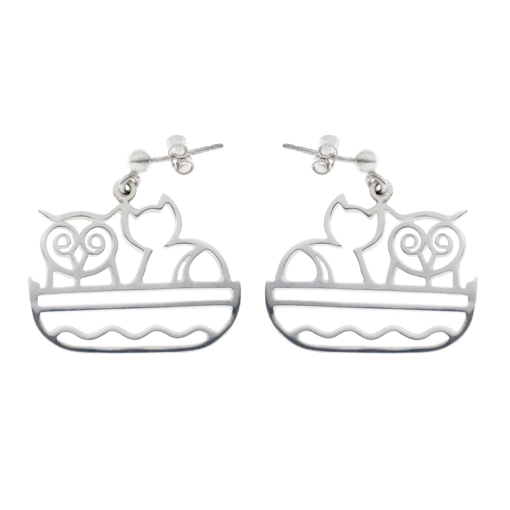 Owl & Pussycat Necklace and Drop Earrings Set