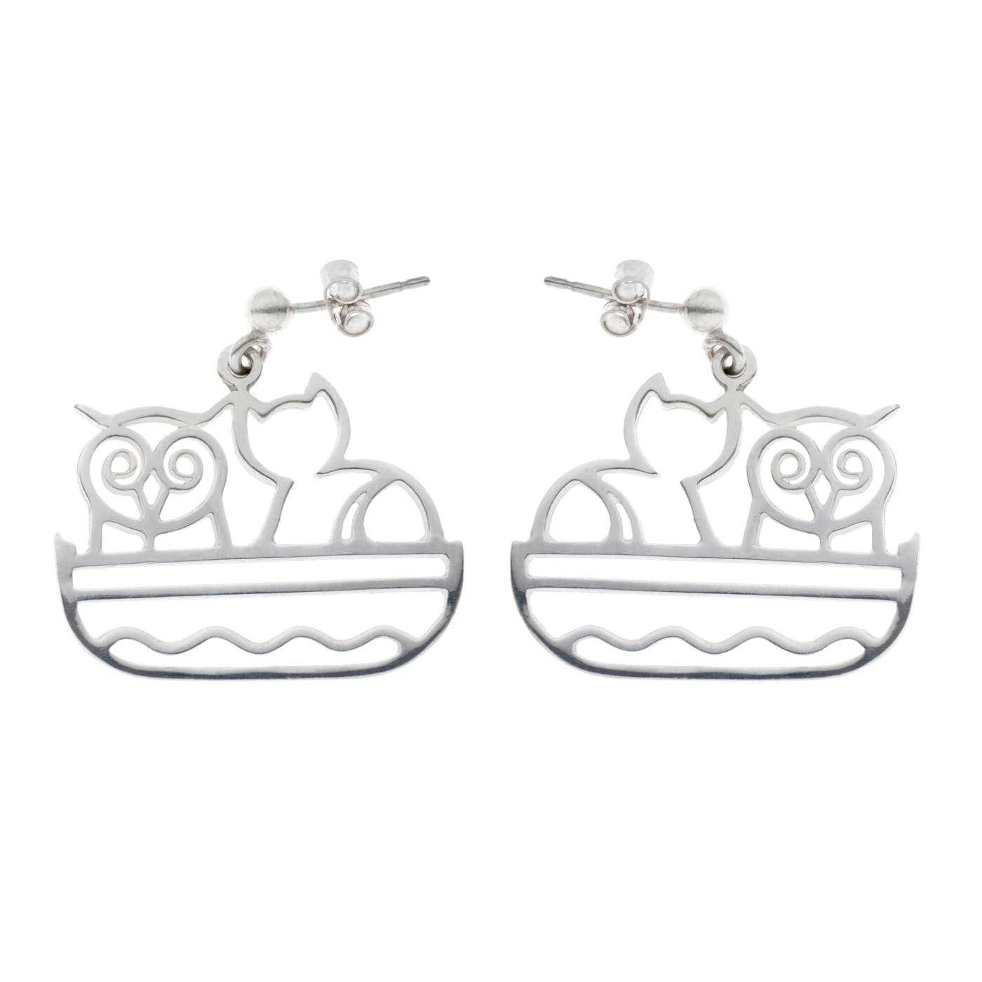 Owl & Pussycat Necklace and Drop Earrings Set
