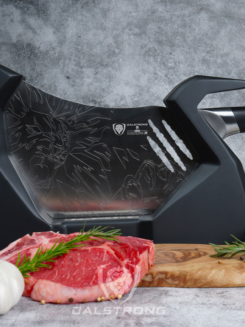 Obliterator XL Cleaver Knife | Rubberwood Stand | Gladiator Series R | Dalstrong ©
