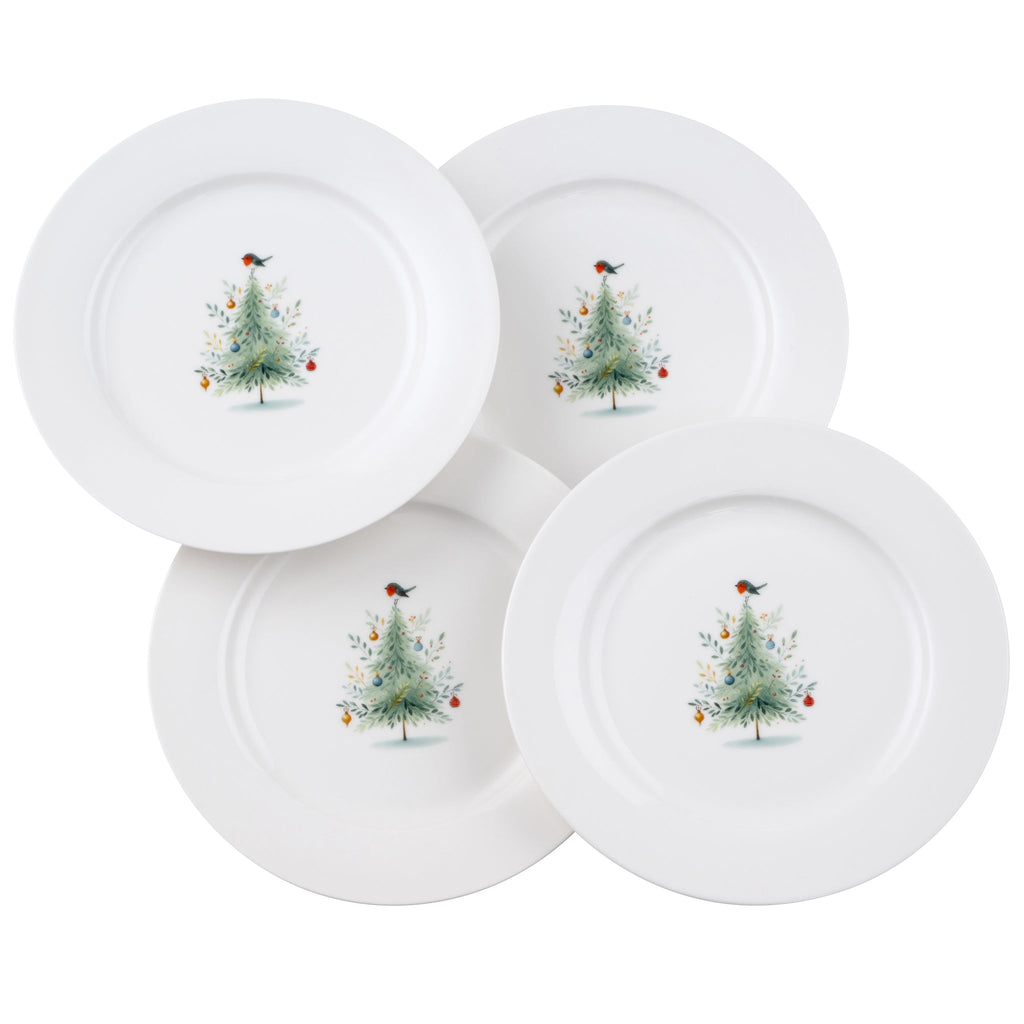Aynsley Little Robin Christmas Tree Teaplates Set of 4