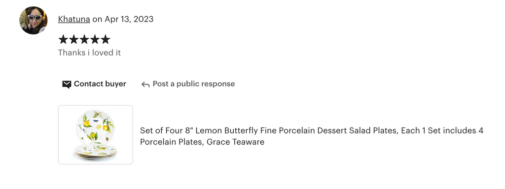 8" Lemon Butterfly Fine Porcelain Dessert Plate