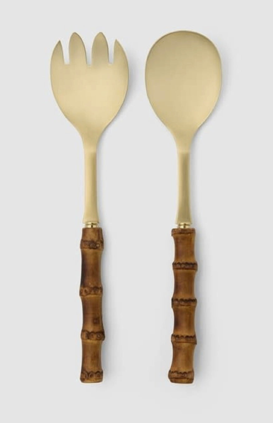 Zoya Bamboo 2pc Serving Set - Matte Gold Polish
