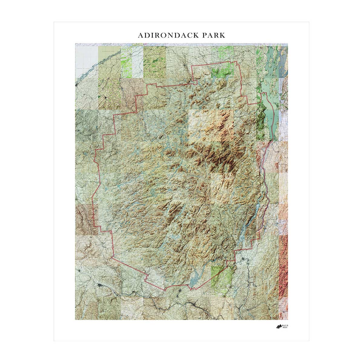 Adirondack Shaded Relief Map - No Frame