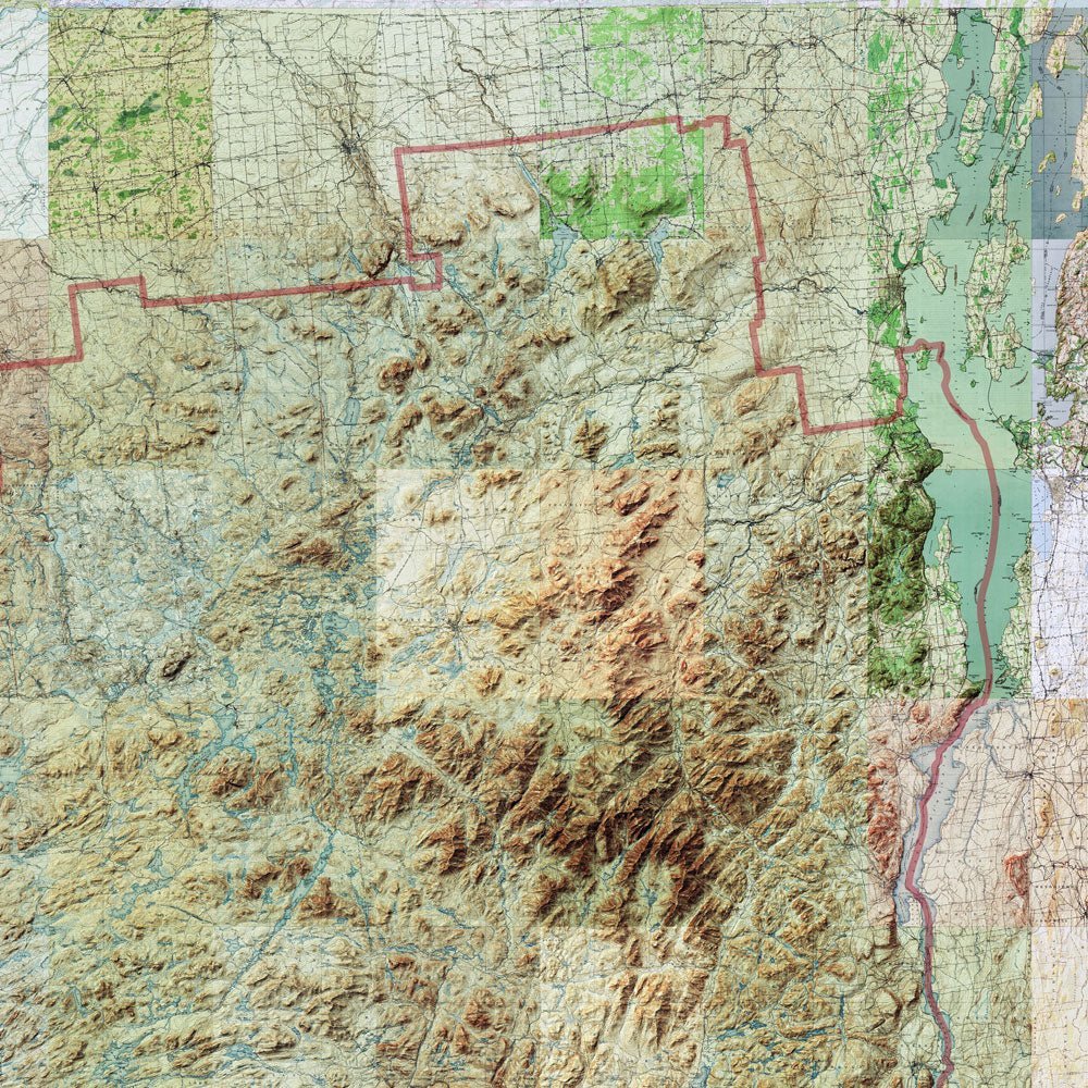 Adirondack Shaded Relief Map - No Frame
