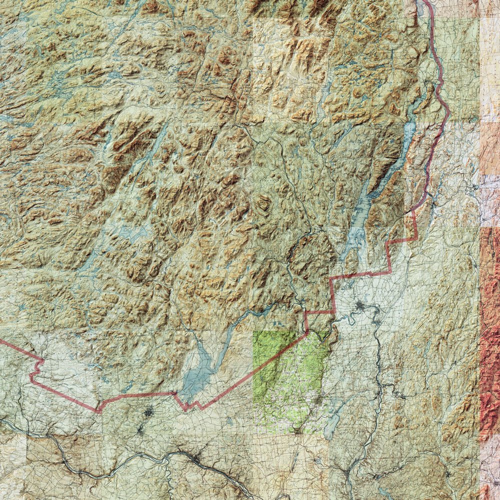 Adirondack Shaded Relief Map - No Frame