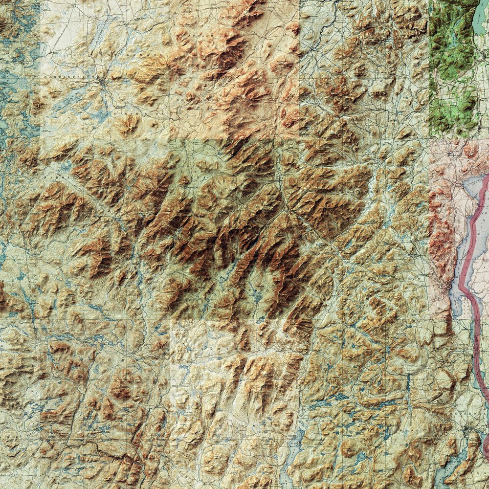 Adirondack Shaded Relief Map - No Frame