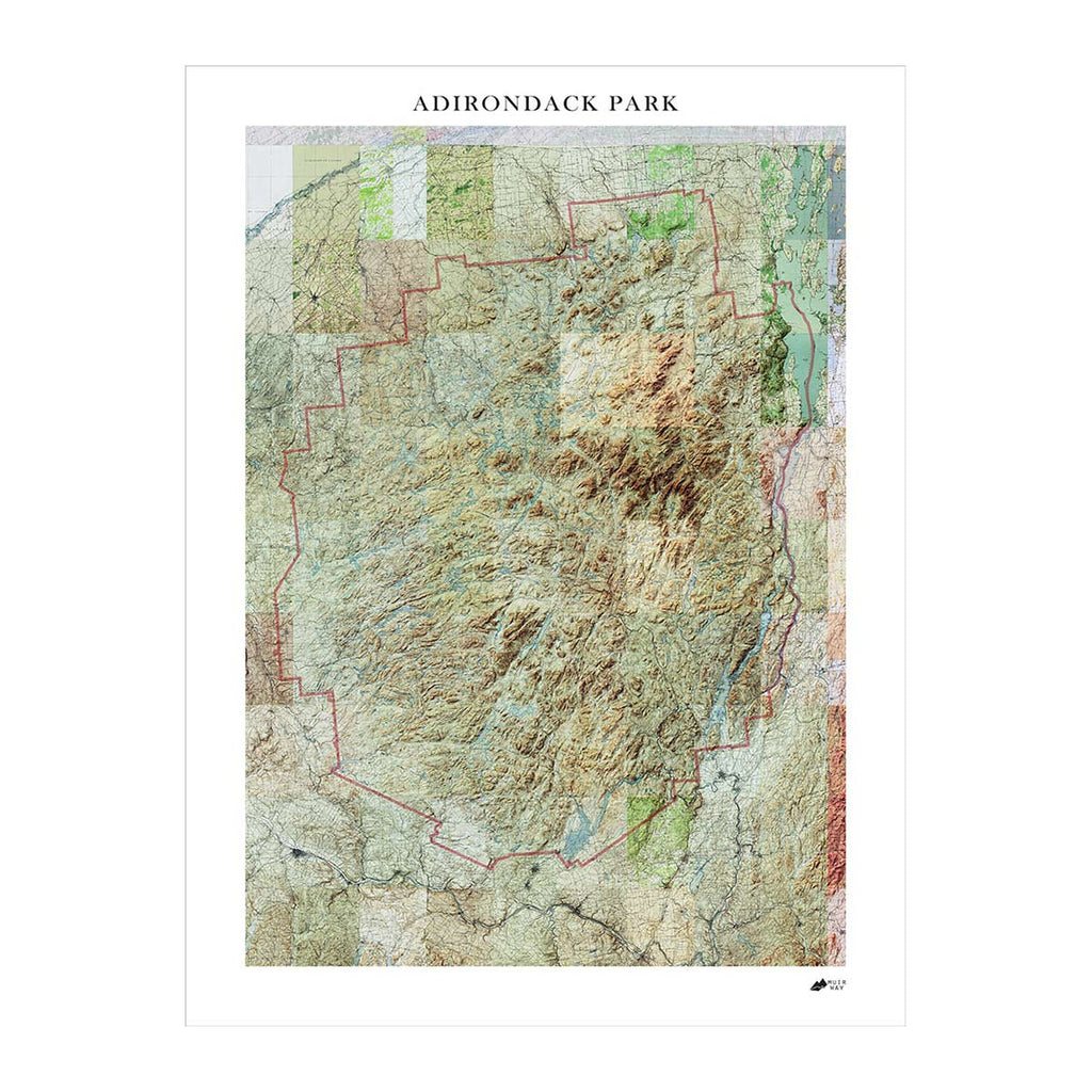 Adirondack Shaded Relief Map - No Frame