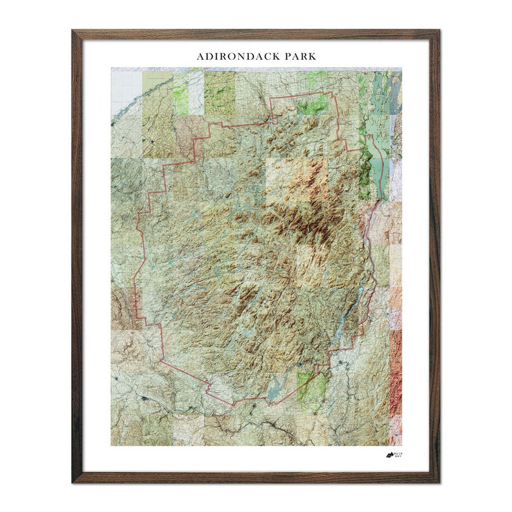 Adirondack Shaded Relief Map - No Frame
