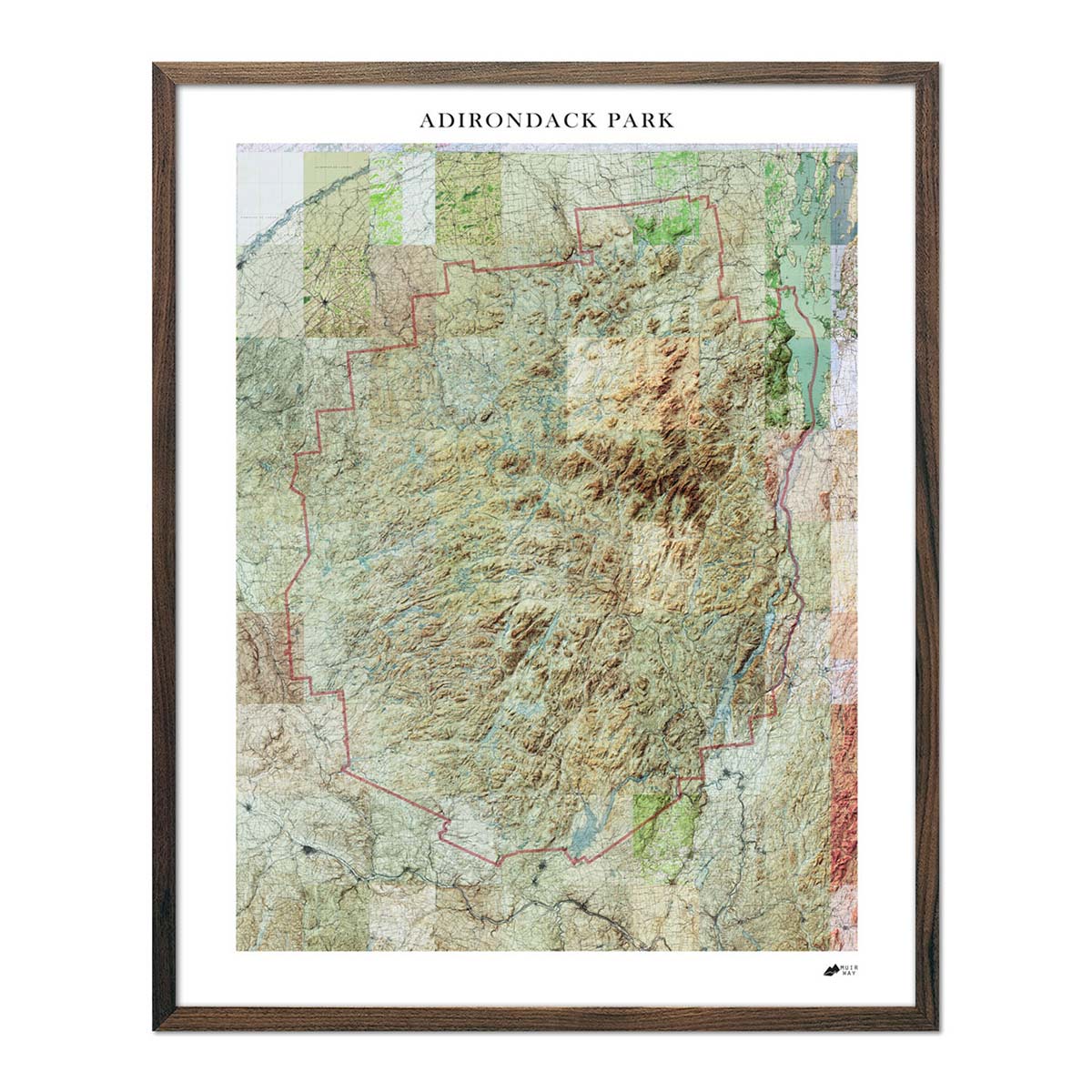 Adirondack Shaded Relief Map - No Frame