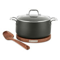 All-Clad HA1 Nonstick 6qt Round Dutch Oven with Acacia Trivet and Spoon
