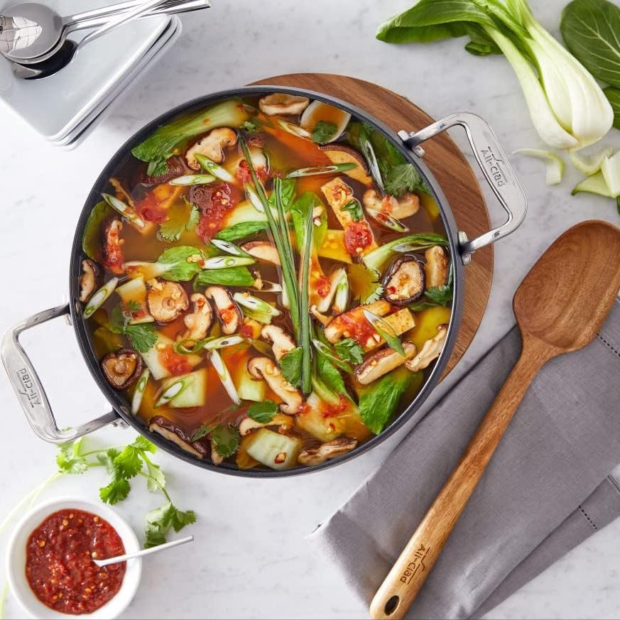 All-Clad HA1 Nonstick 6qt Round Dutch Oven with Acacia Trivet and Spoon